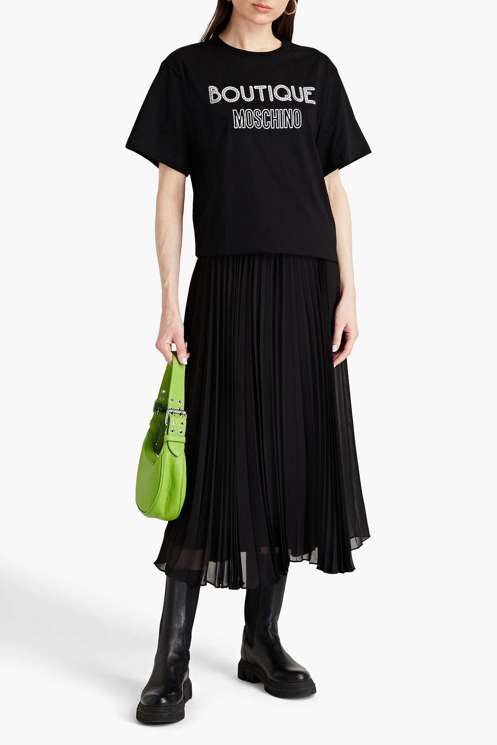 BOUTIQUE MOSCHINO Studded printed cotton-jersey T-shirt