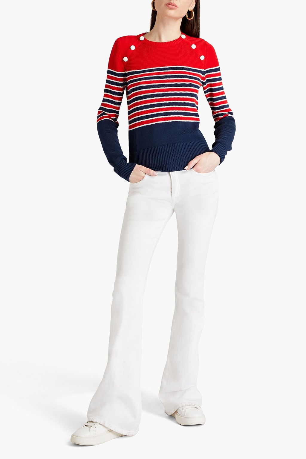 BOUTIQUE MOSCHINO Button-embellished striped cotton sweater