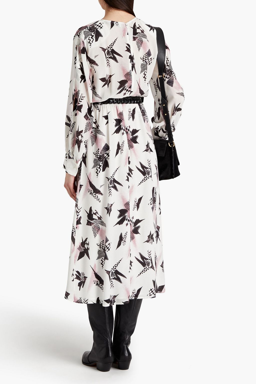 IRO Ruffled printed silk crepe de chine midi dress