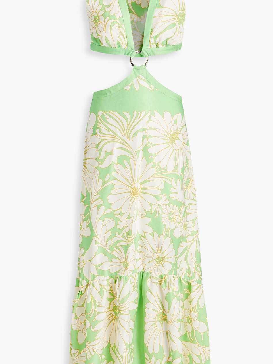 cutout floral-print satin-twill maxi dress