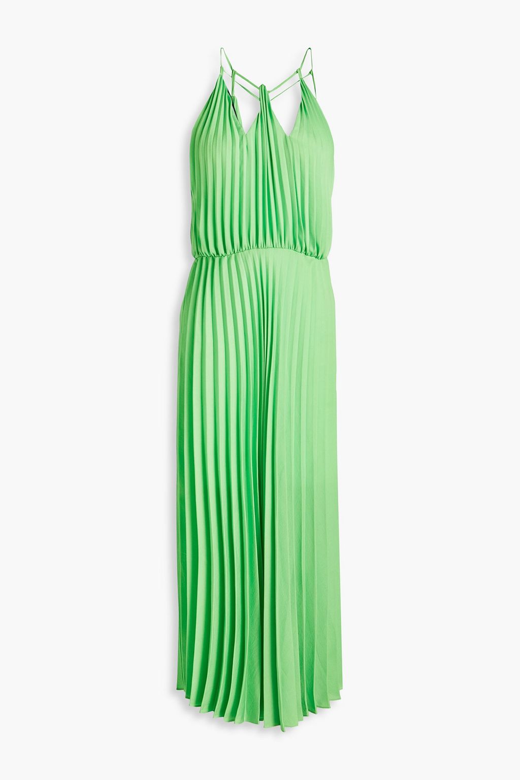 SANDRO Noelia cutout pleated crepe de chine midi dress | THE OUTNET