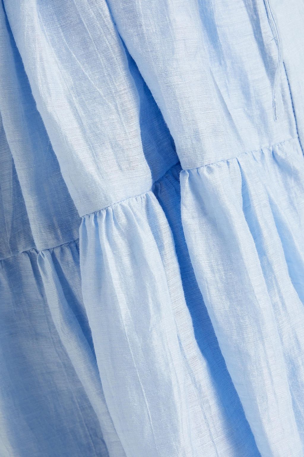 SANDRO Tiphaine tiered linen-blend mini shirt dress