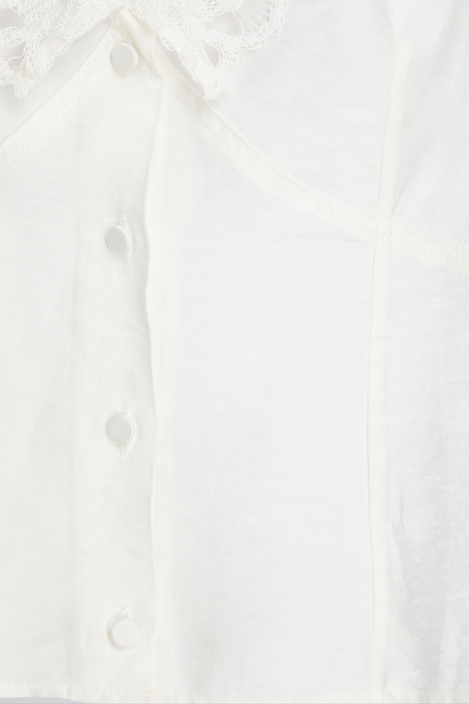 SANDRO LACE-TRIMMED TWILL TOP