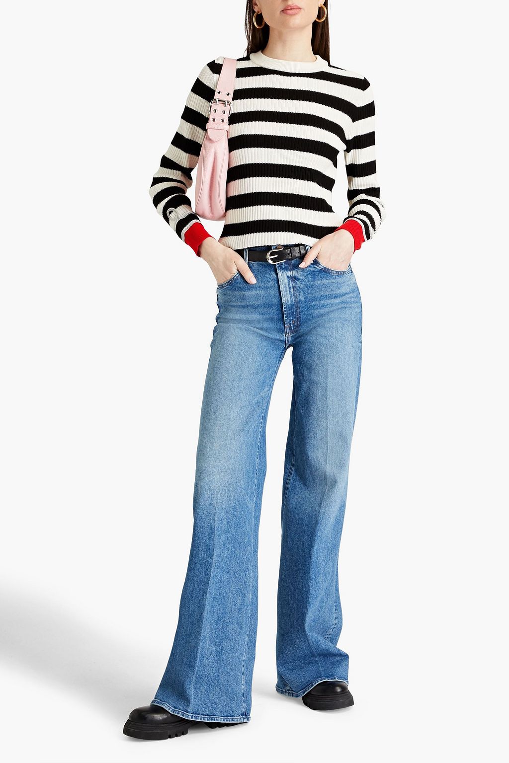 BOUTIQUE MOSCHINO Striped ribbed cotton sweater