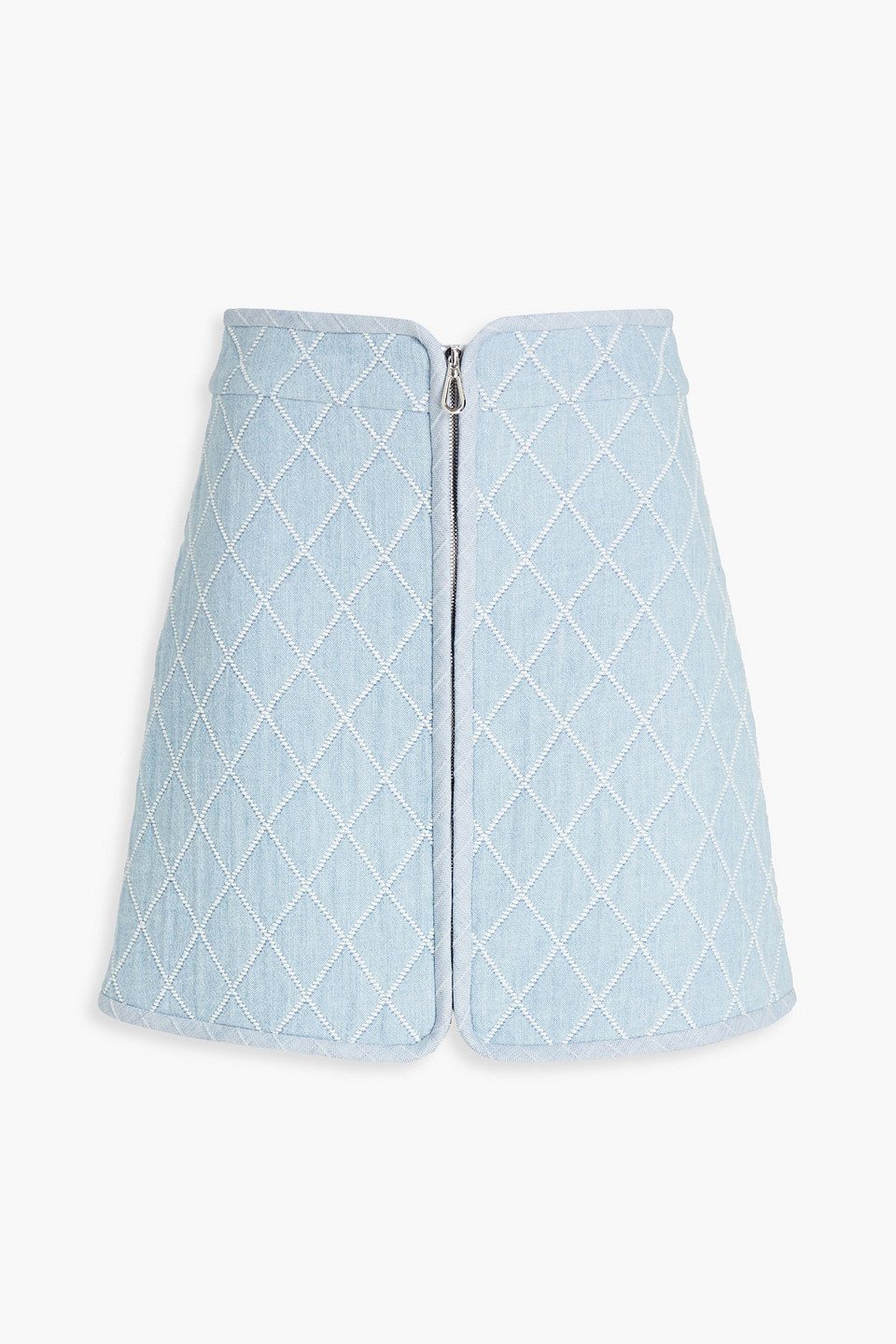 Shop Sandro Maya Cotton-blend Jacquard Mini Skirt In Light Blue