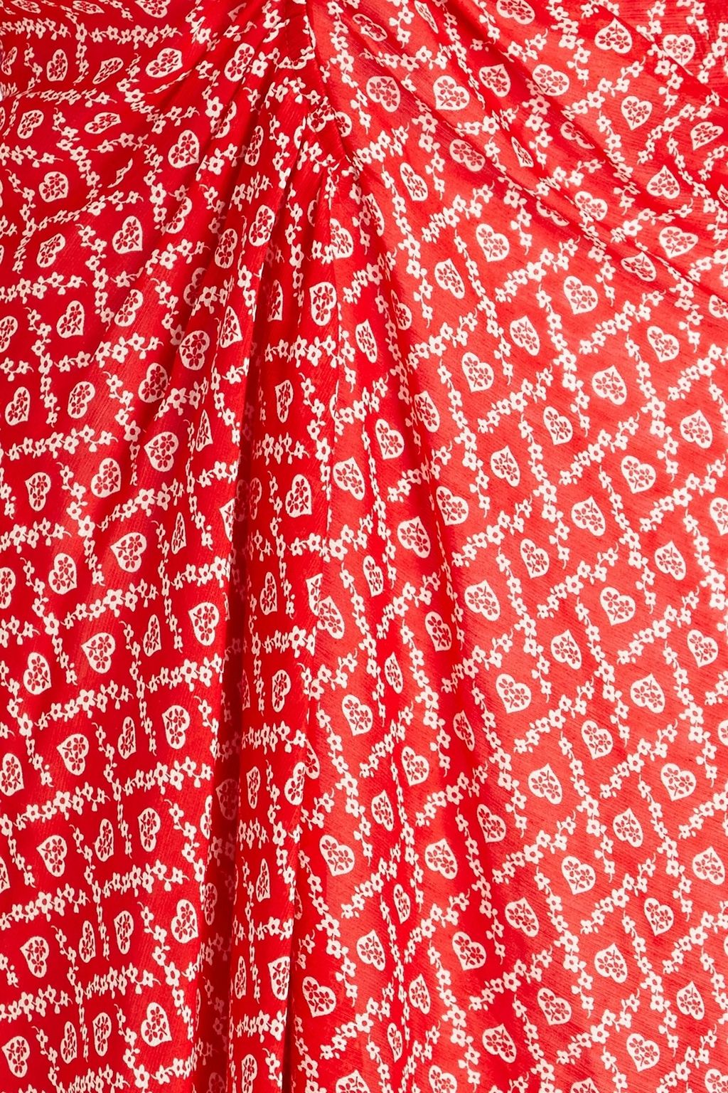 SANDRO Ruched printed linen and silk-blend midi dress