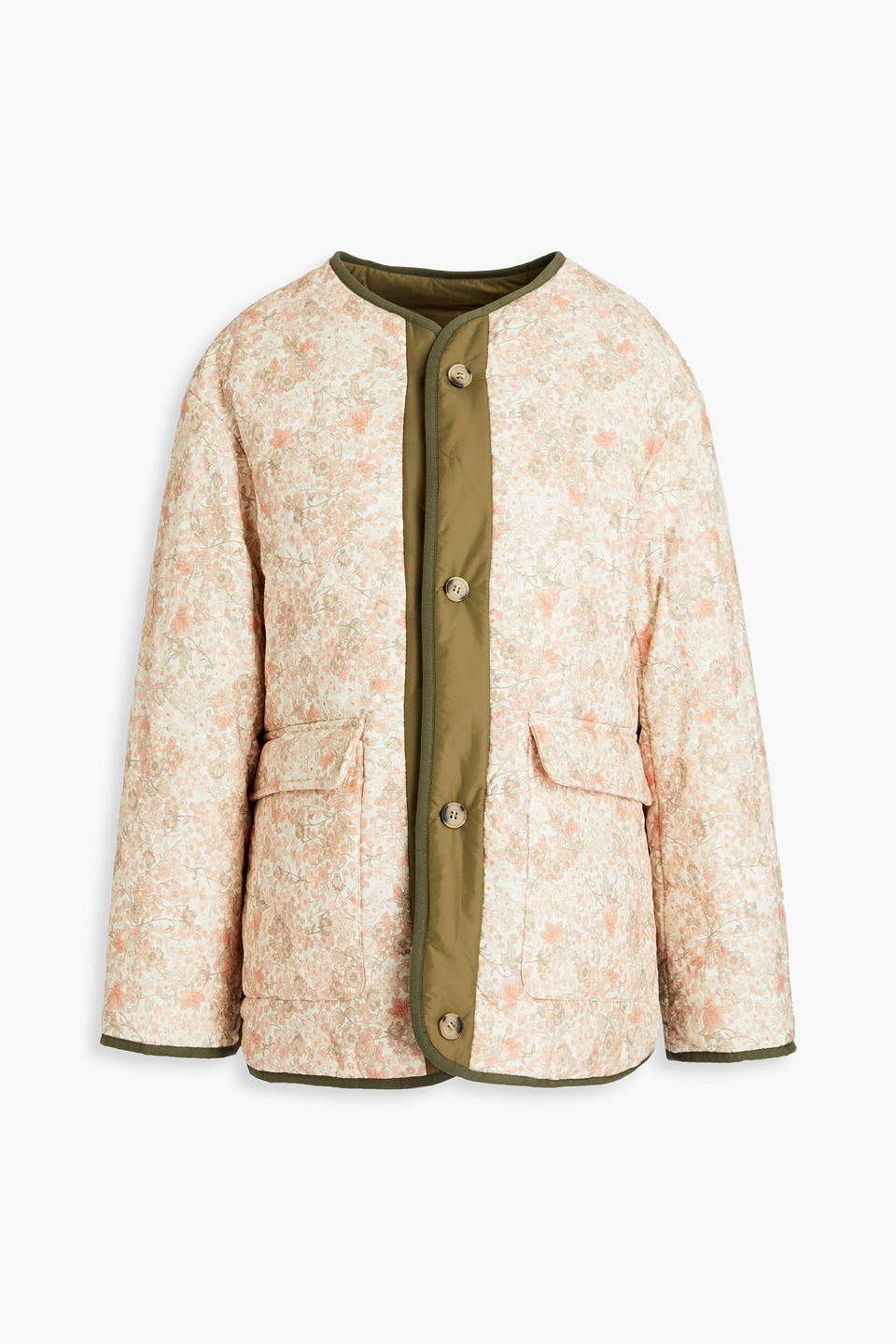 Maje Brandino Reversible Floral-print Quilted Cotton Jacket