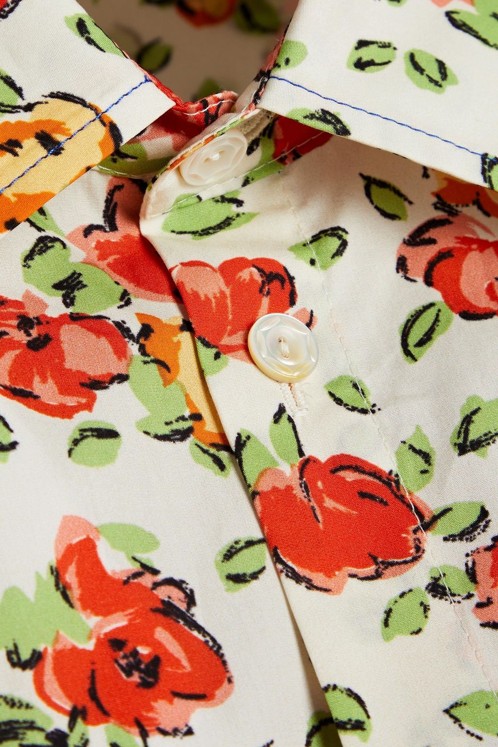 MARNI Cropped floral-print cotton-poplin shirt