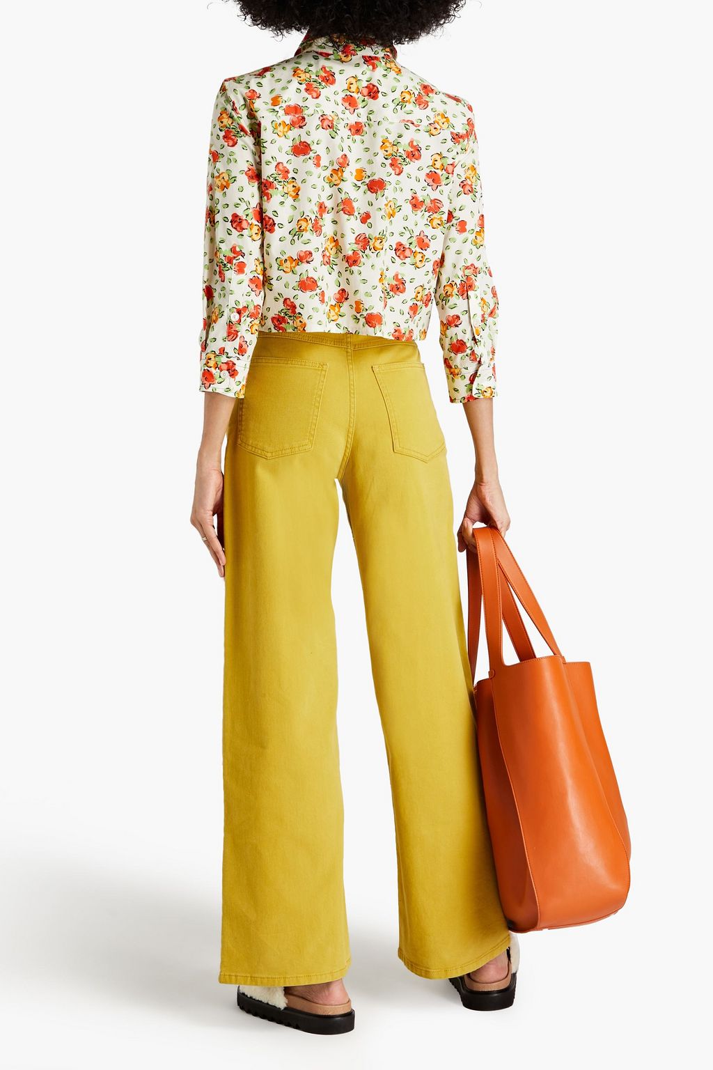 MARNI Cropped floral-print cotton-poplin shirt
