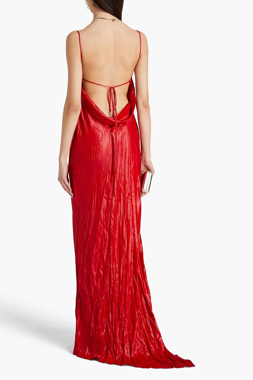 PHILOSOPHY DI LORENZO SERAFINI Crinkled draped satin maxi slip dress