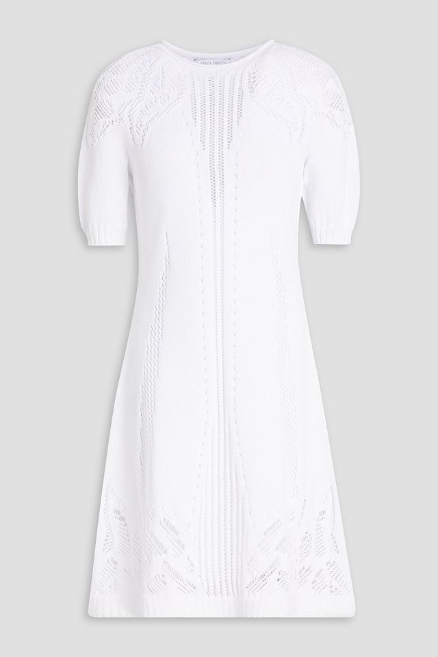 Crochet-knit cotton mini dress