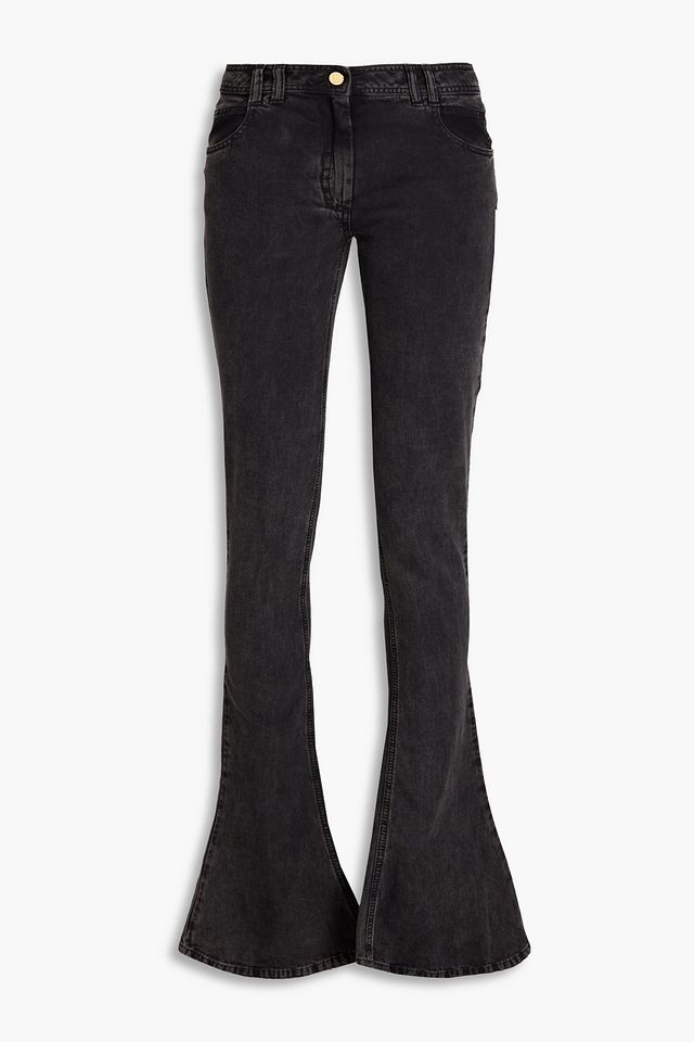 Faded mid-rise flared jeans