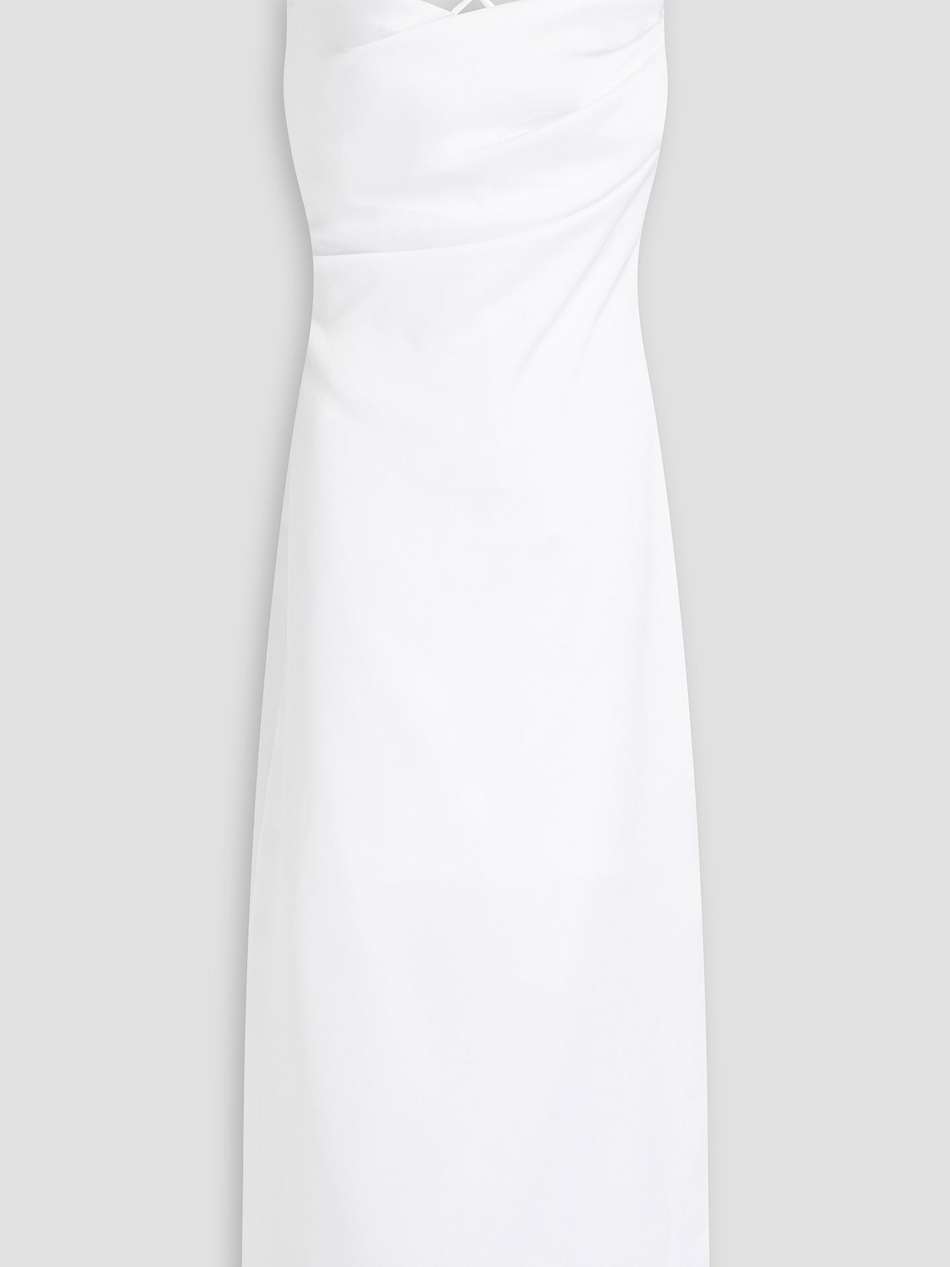 draped satin midi dress
