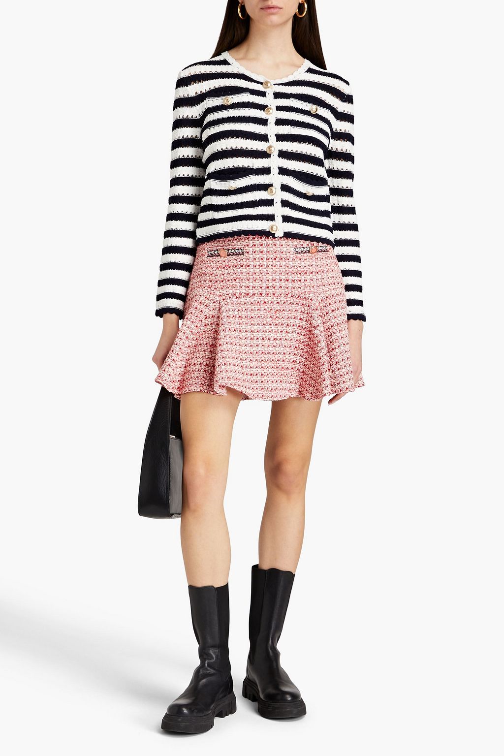 MAJE Striped crochet cardigan