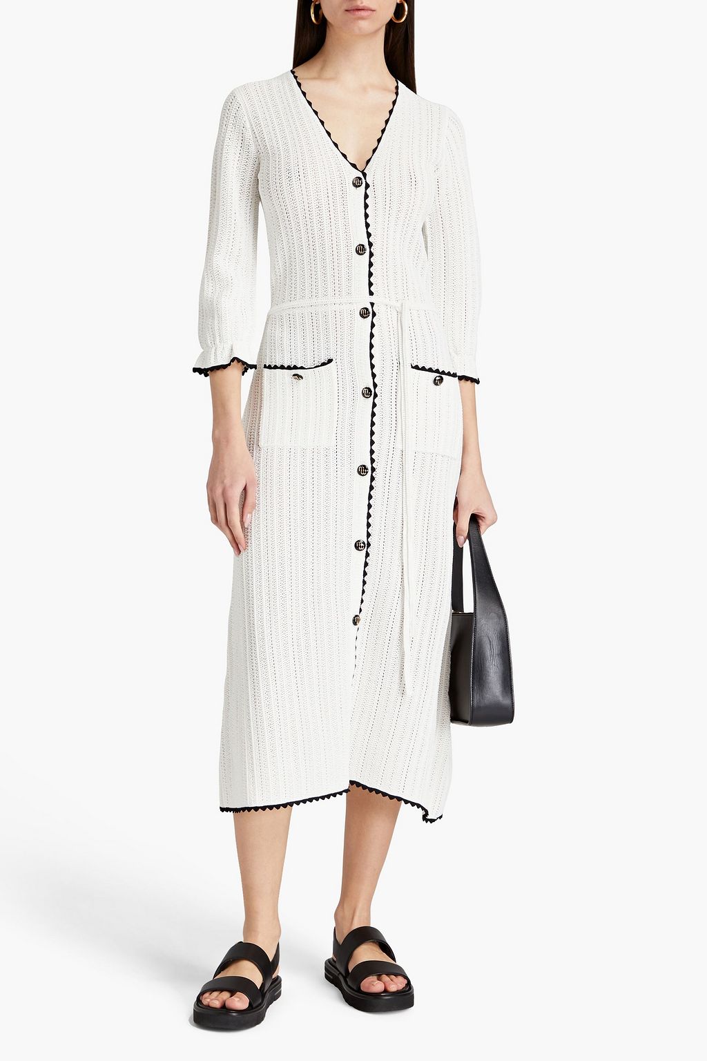 MAJE Zweifarbiger Cardigan in Häkeloptik