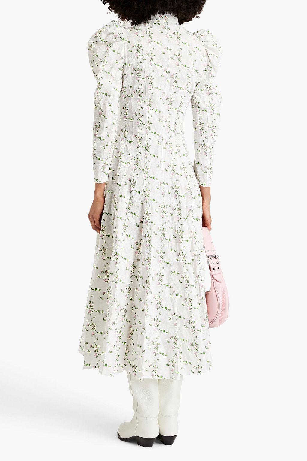 PHILOSOPHY DI LORENZO SERAFINI Gathered floral-print cotton-poplin midi dress
