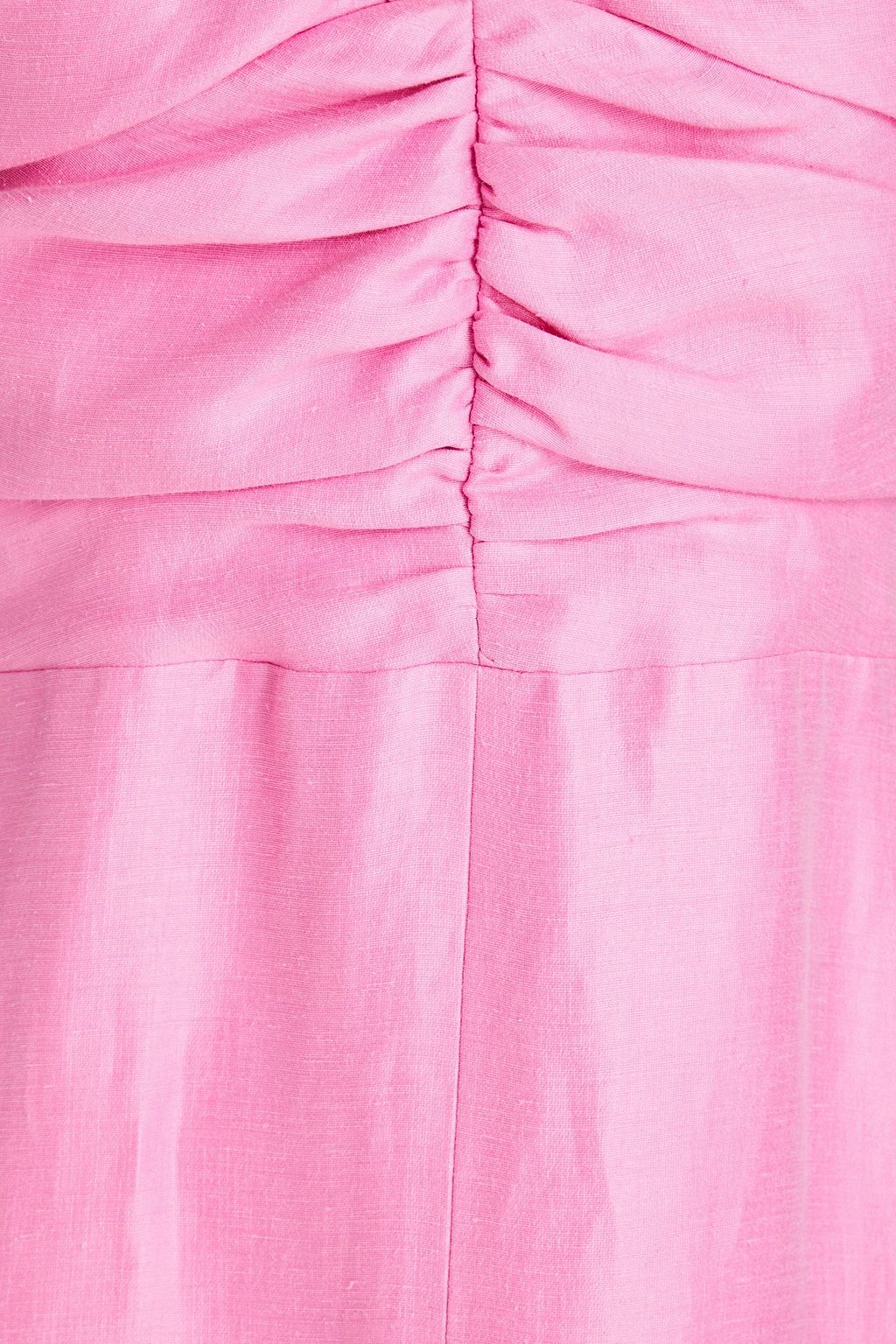 RASARIO Ruched crystal-embellished linen-blend midi dress