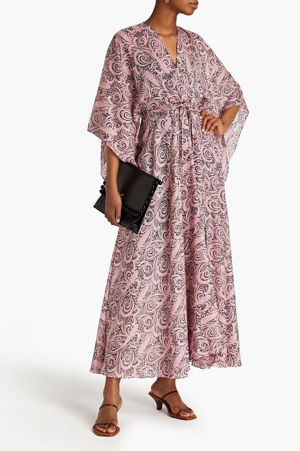 MAJE Metallic paisley-print jacquard maxi dress