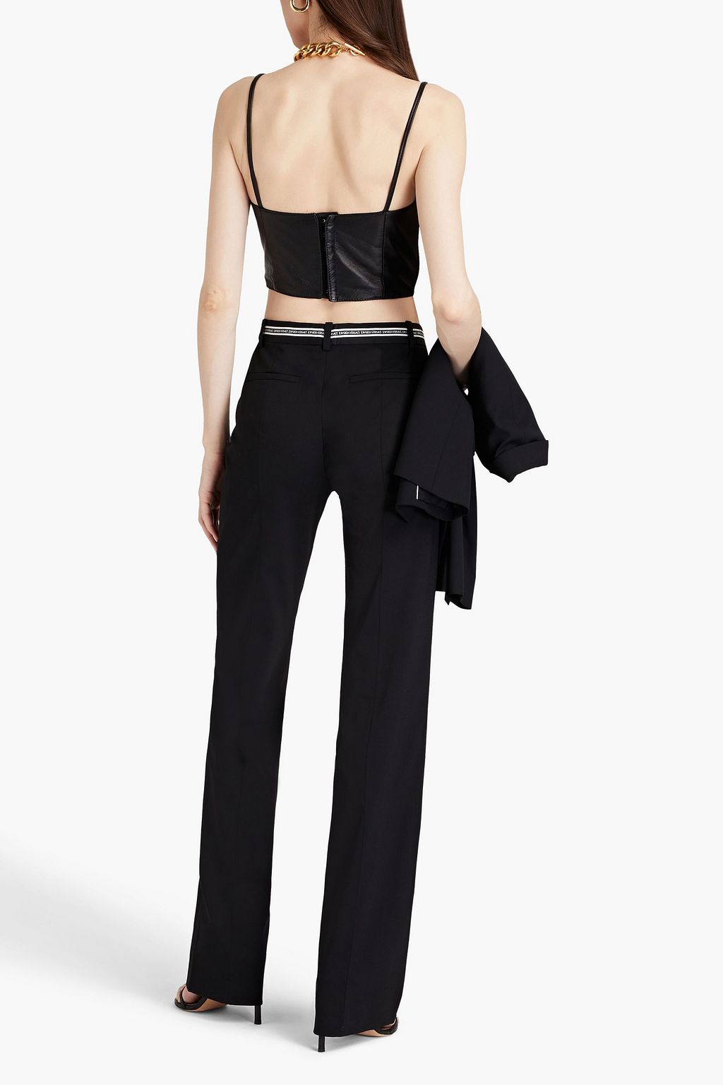 VERSACE Cutout wool-blend straight-leg pants