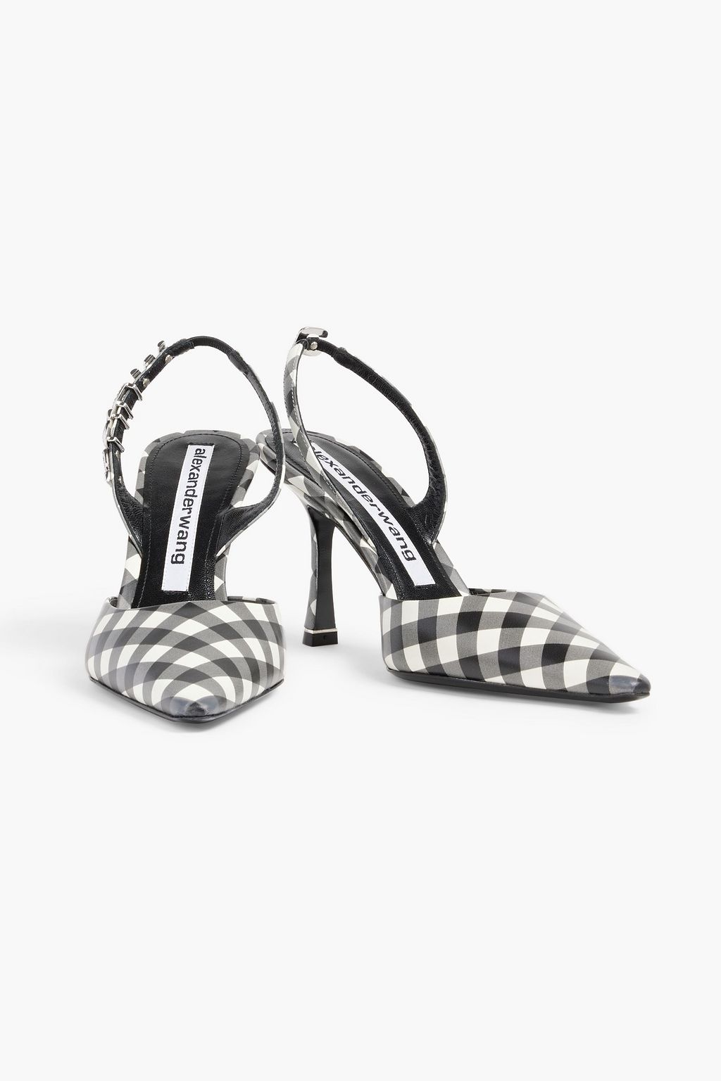 ALEXANDER WANG Grace gingham leather slingback pumps