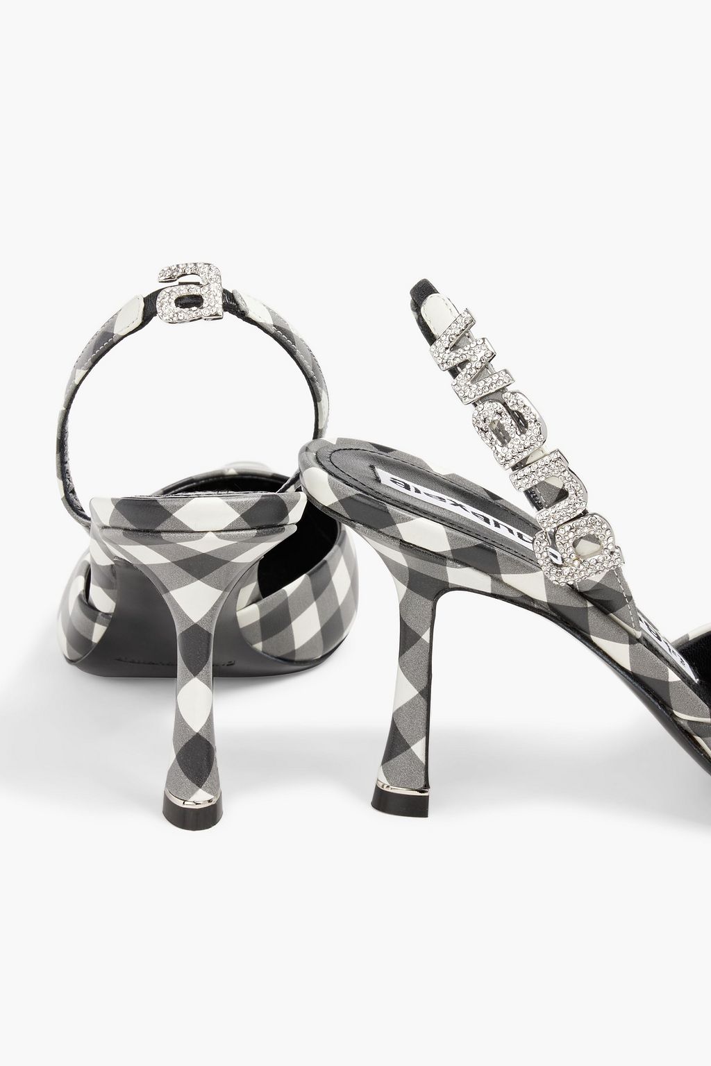 ALEXANDER WANG Grace gingham leather slingback pumps