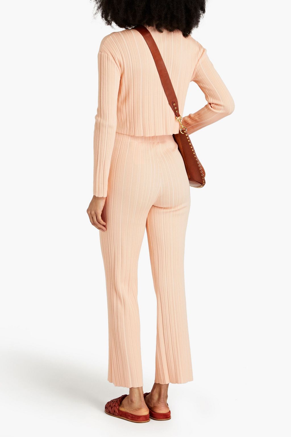 MAJE Ribbed-knit wide-leg trousers
