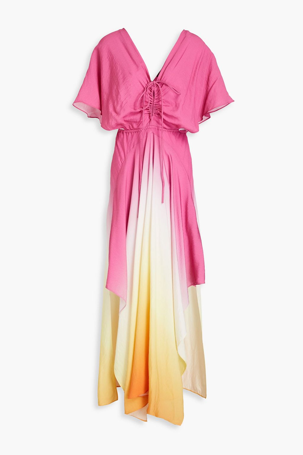 MAJE Ruched dégradé voile maxi dress | THE OUTNET