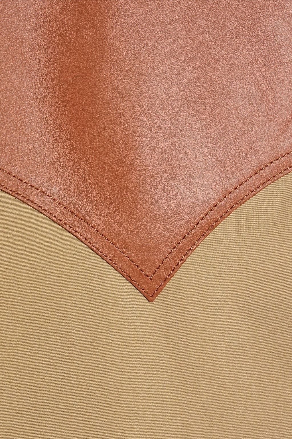 LOEWE Leather-paneled cotton-twill midi skirt