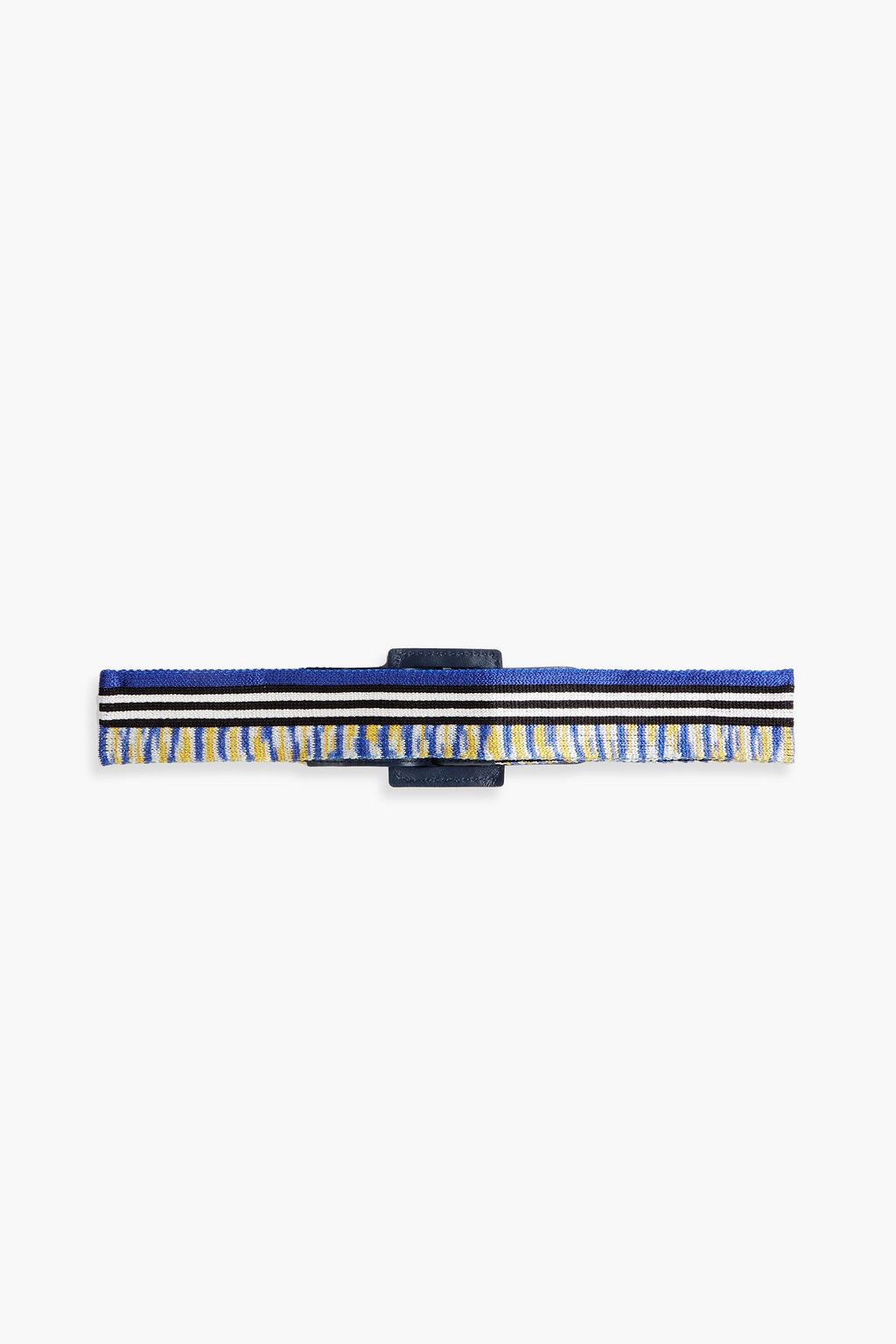MISSONI Leather-trimmed crochet-knit belt
