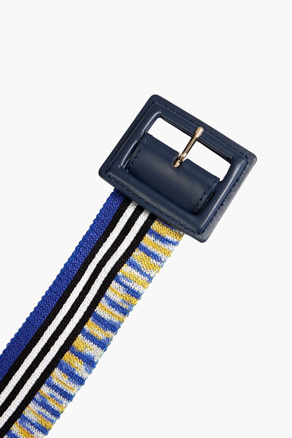 MISSONI Leather-trimmed crochet-knit belt