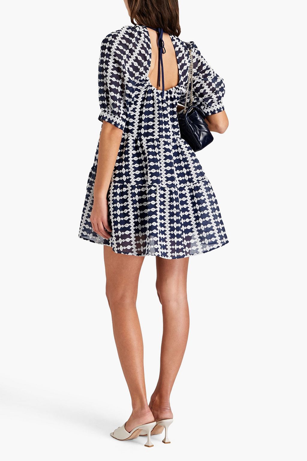 MAJE Embroidered gauze mini dress
