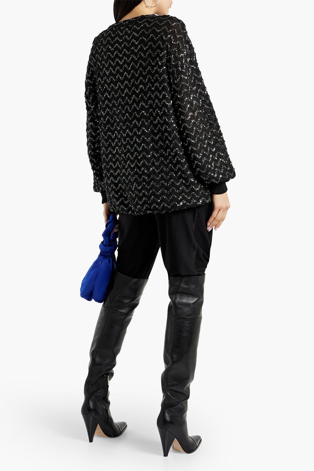 MISSONI Sequin-embellished metallic crochet-knit sweater