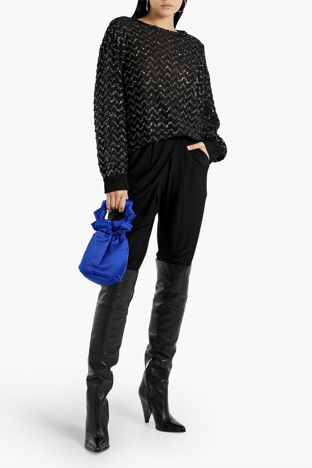 MISSONI Sequin-embellished metallic crochet-knit sweater