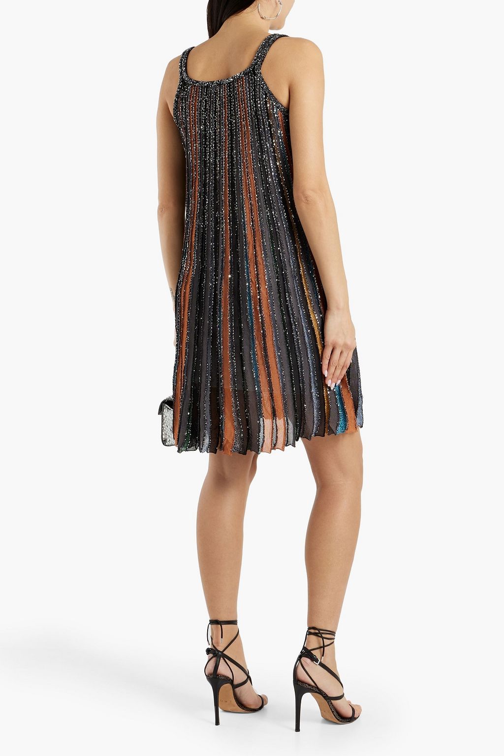 MISSONI Sequin-embellished metallic crochet-knit silk-blend mini dress