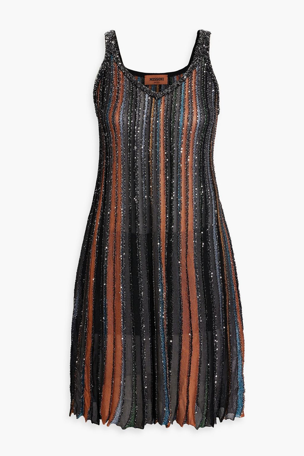 MISSONI Sequin embellished metallic crochet knit silk blend mini dress THE OUTNET