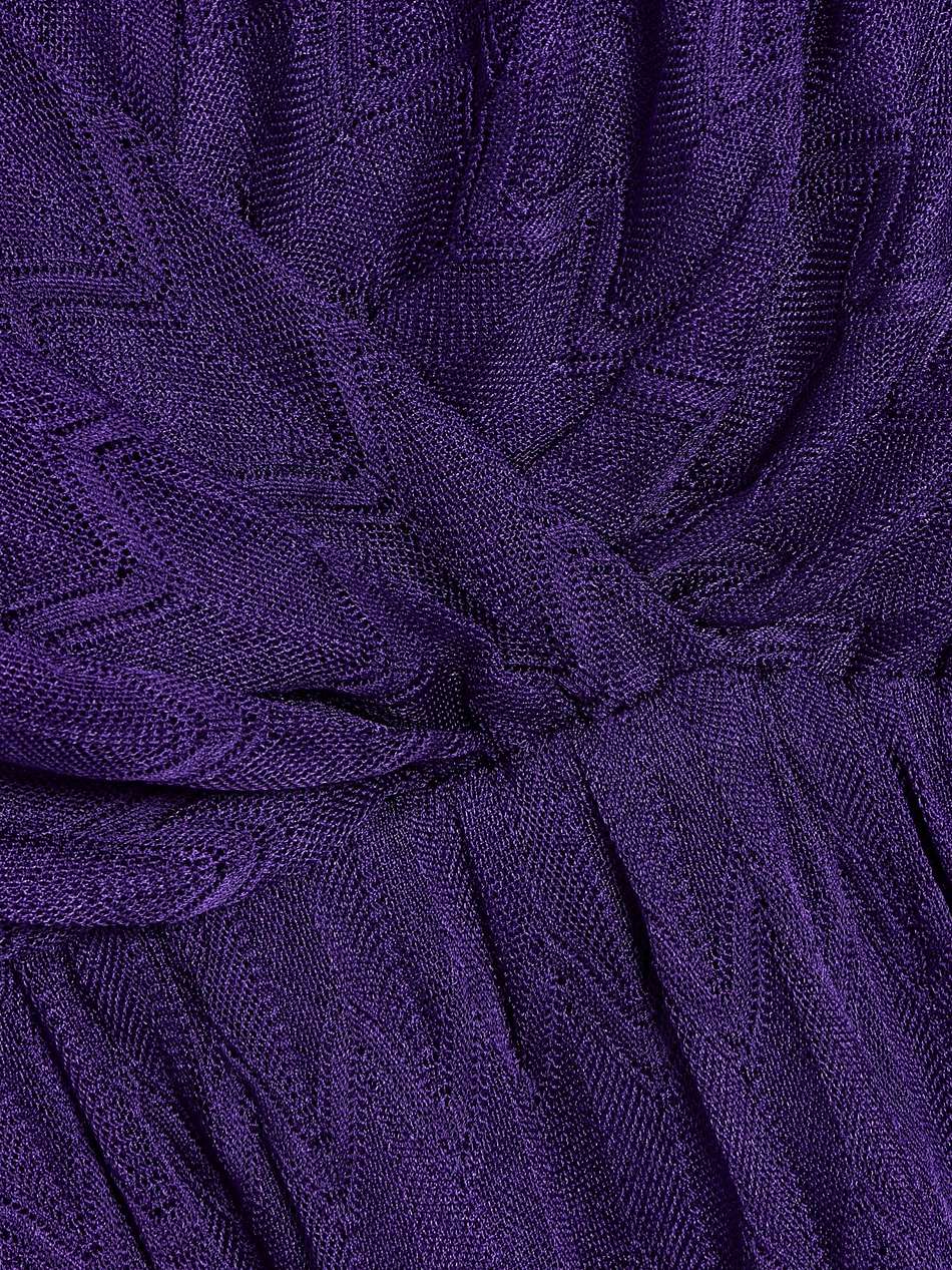 wrap-effect crochet-knit silk-blend mini dress