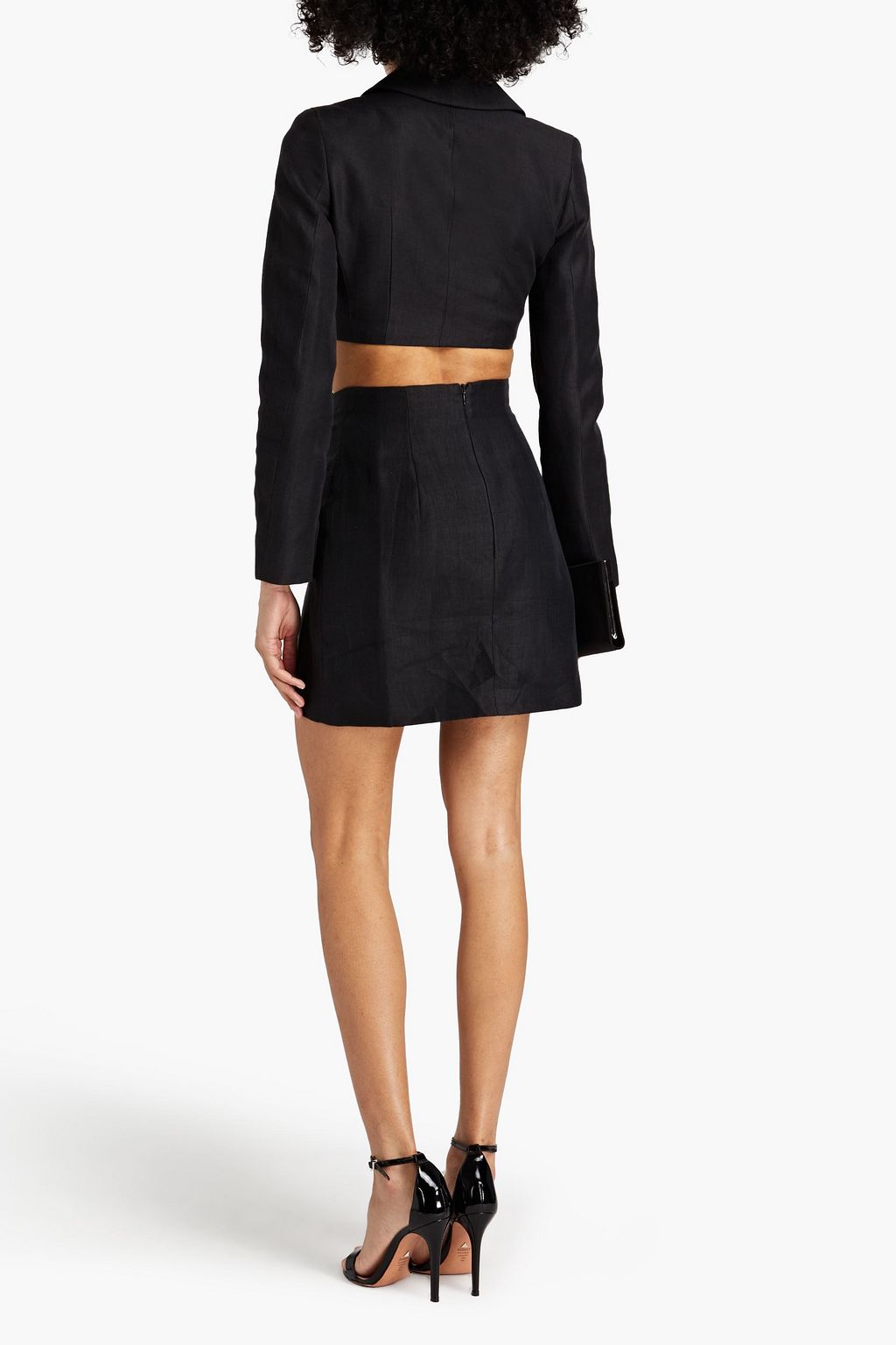RASARIO Cropped embellished linen-blend jacket