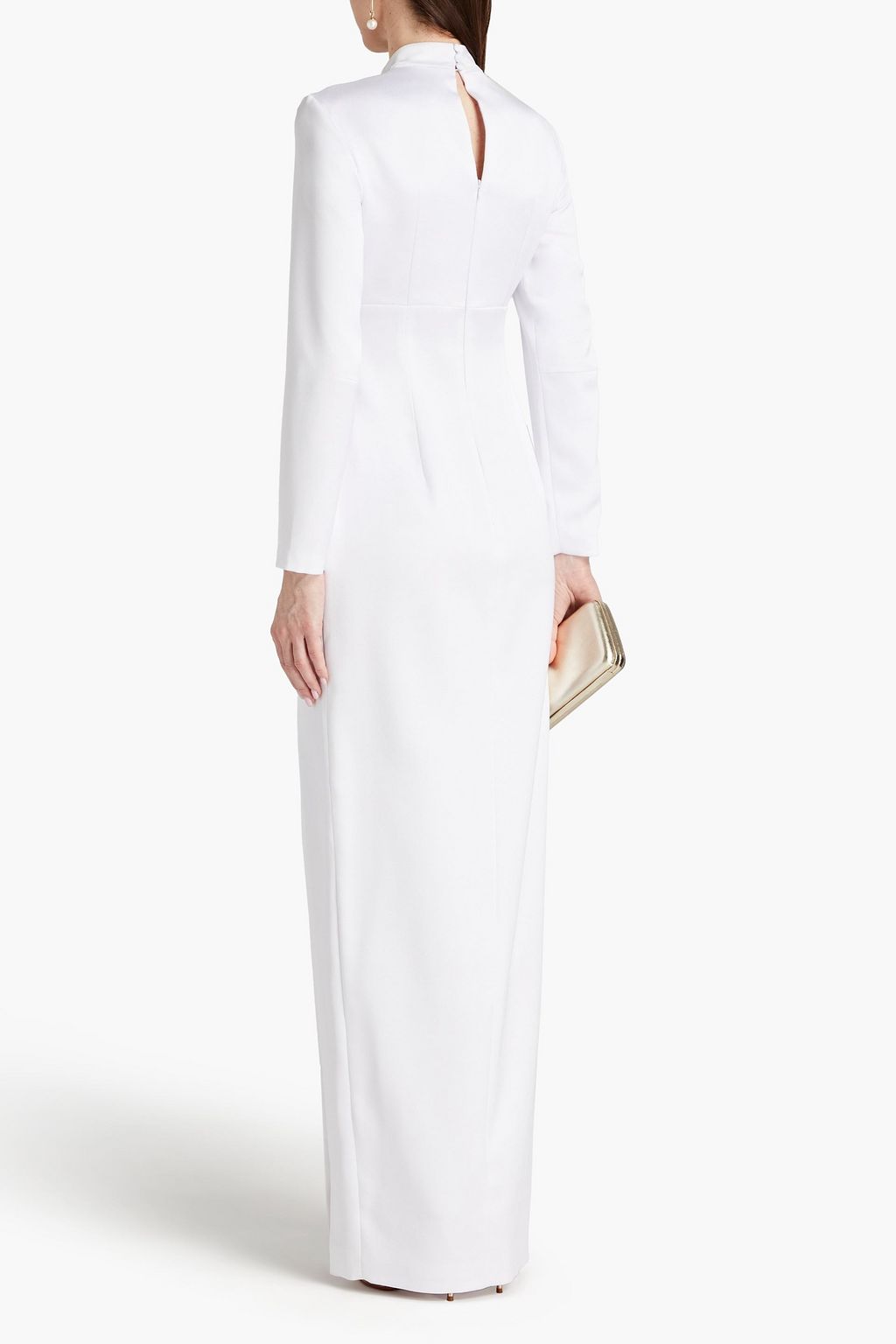RASARIO Gathered pleated satin gown