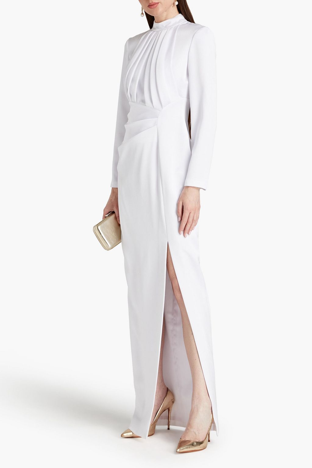RASARIO Gathered pleated satin gown