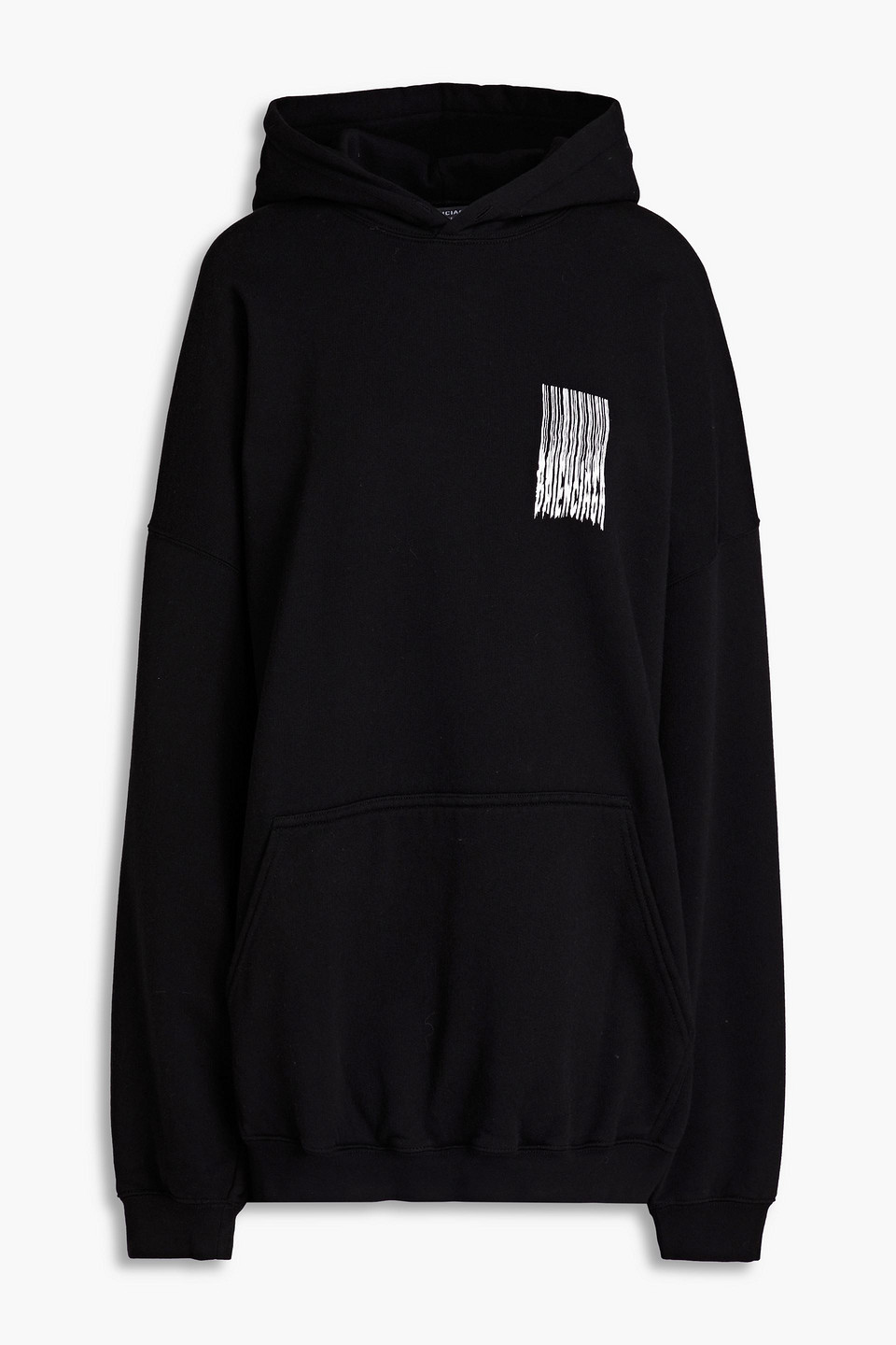 Balenciaga Oversized Printed Cotton-fleece Hoodie In Black