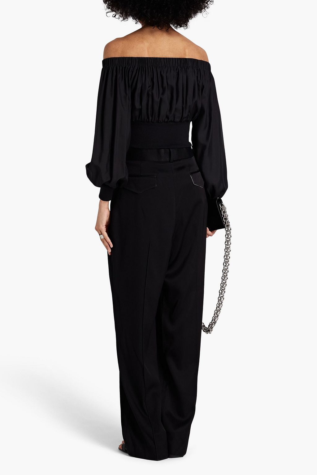 ALEXANDER MCQUEEN Off-the-shoulder gathered silk top