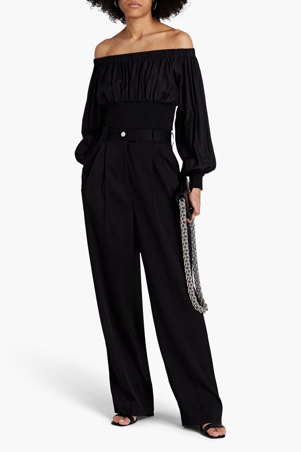 ALEXANDER MCQUEEN Off-the-shoulder gathered silk top
