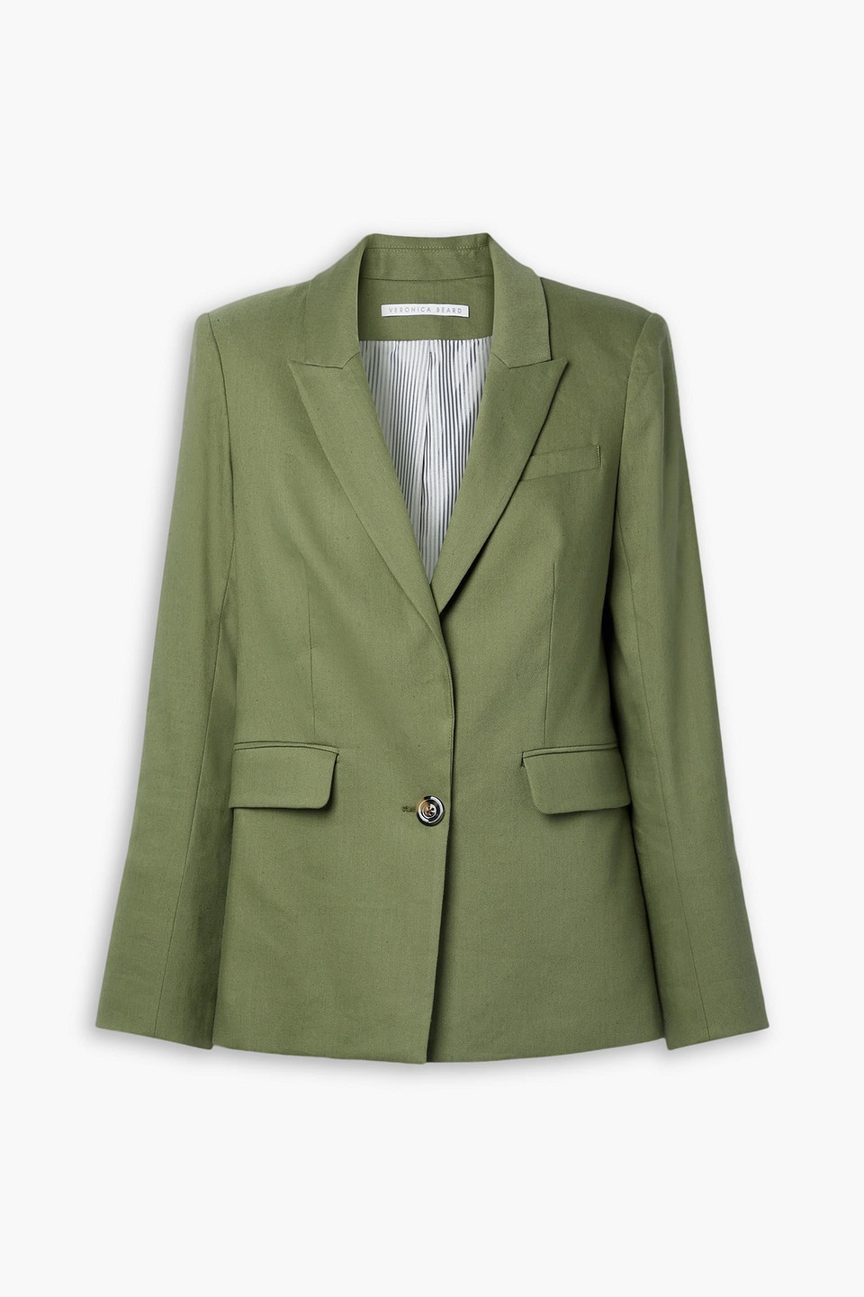 Veronica Beard Sevi Linen-blend Twill Blazer In Army Green