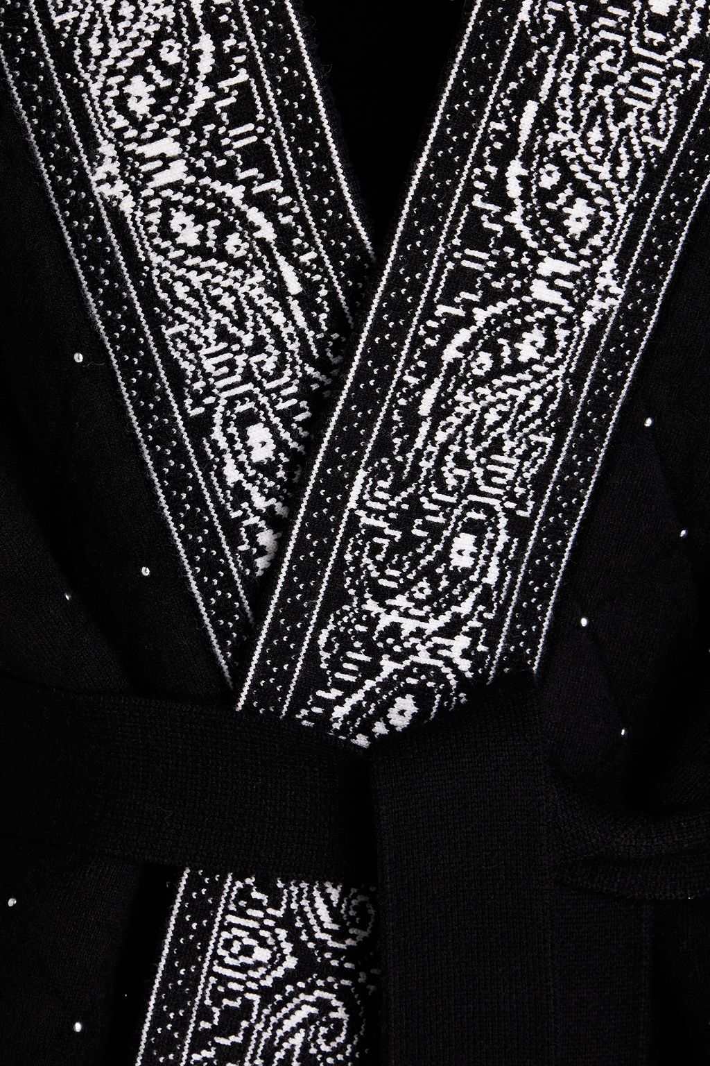 MAJE Quilted studded paisley-print knitted jacket
