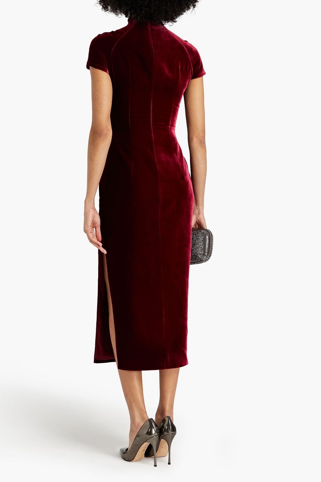 RASARIO Velvet turtleneck midi dress THE