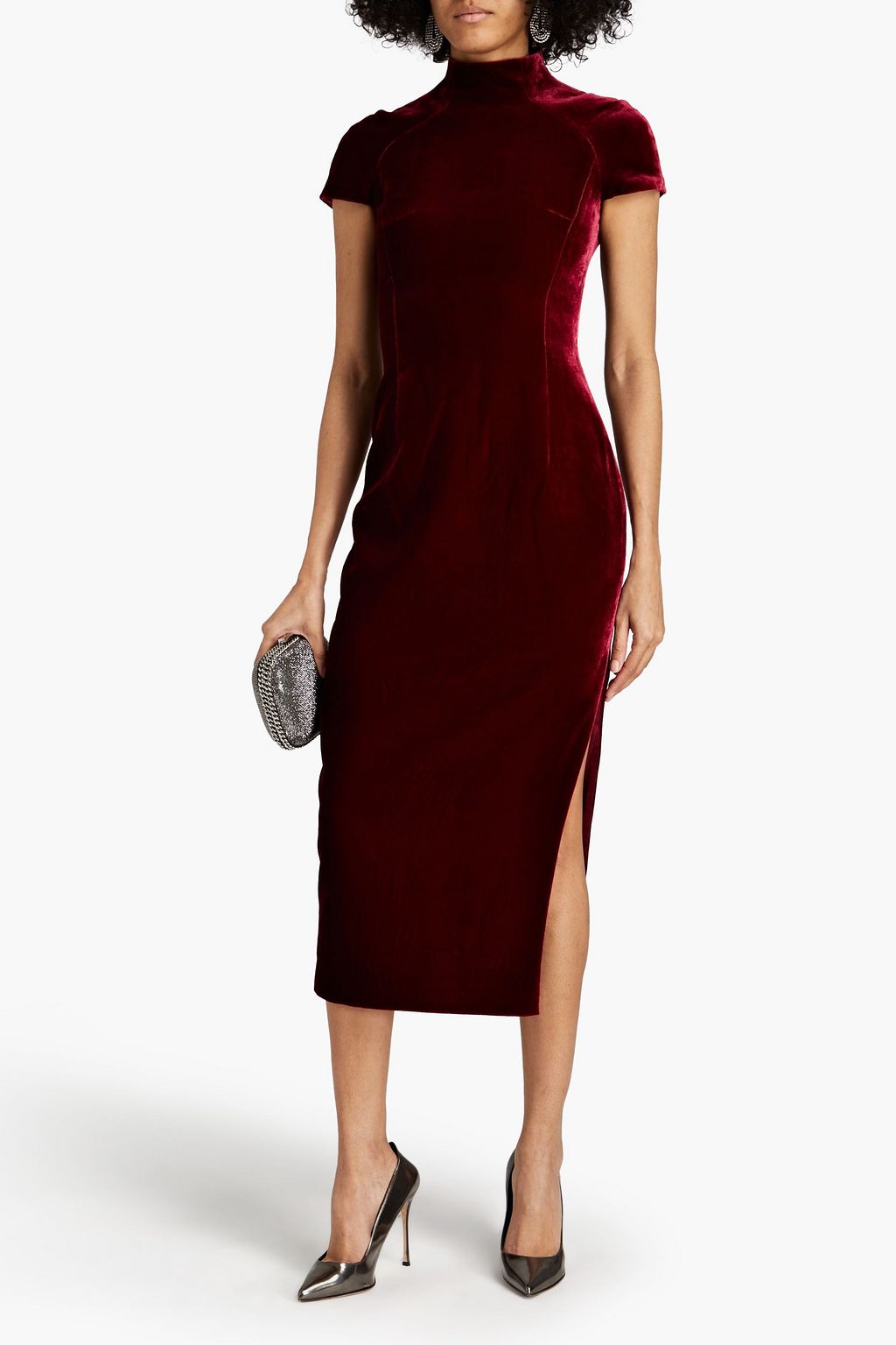 RASARIO Velvet turtleneck midi dress THE
