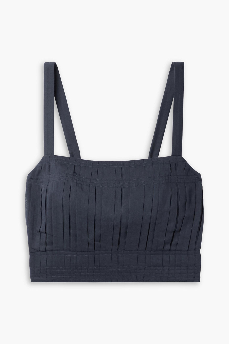 Cropped pintucked cotton and silk-blend voile top