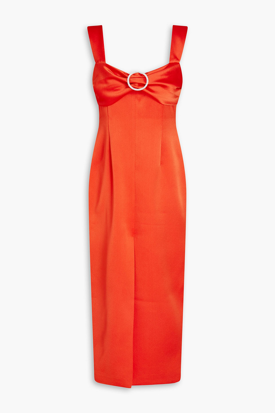 Rasario - Crystal-embellished satin midi dress - Orange - FR 40