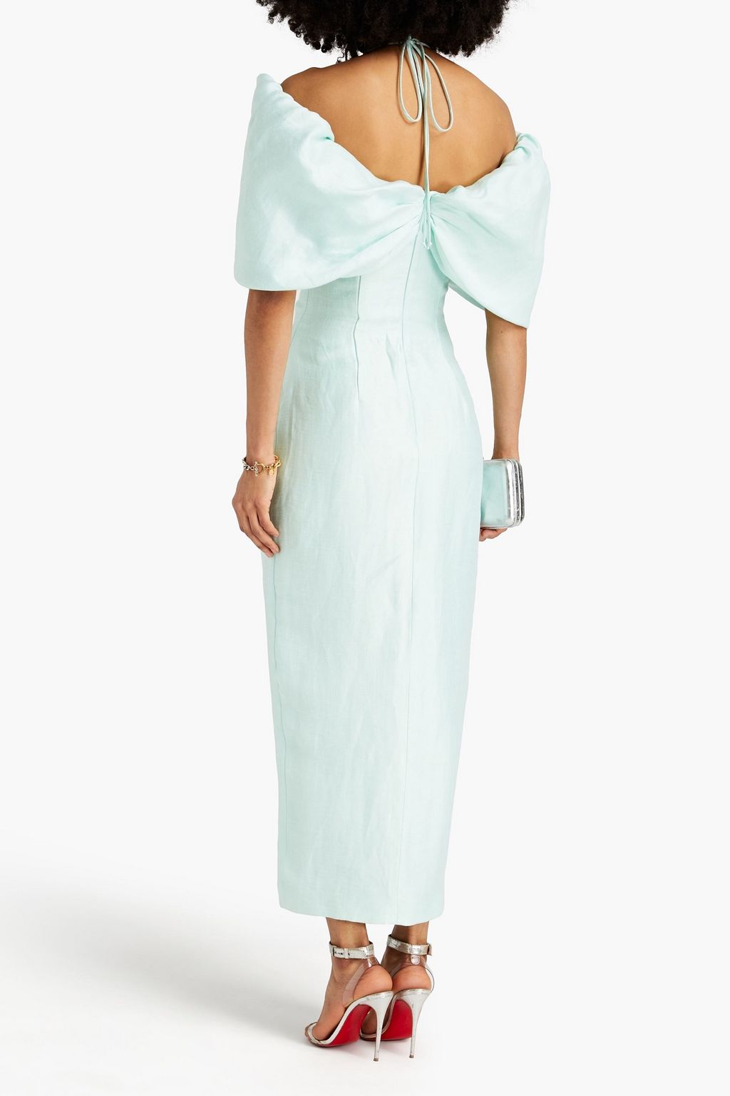 RASARIO Embellished draped linen halterneck maxi dress | THE OUTNET