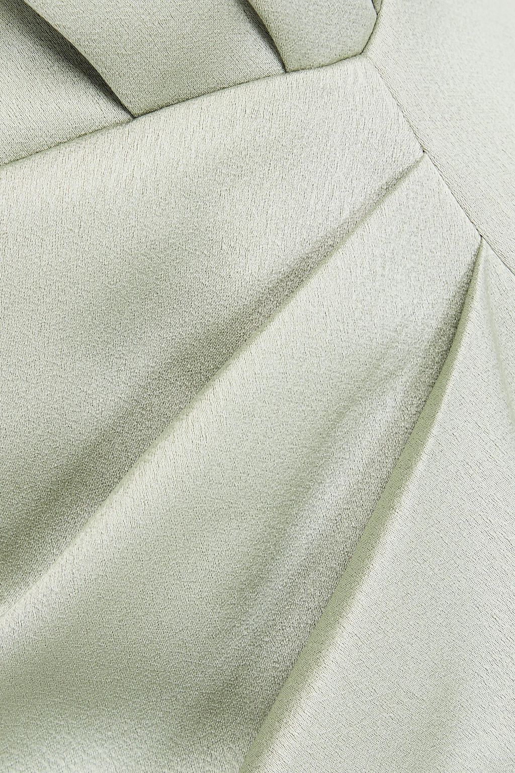 RASARIO Pleated satin-crepe maxi dress